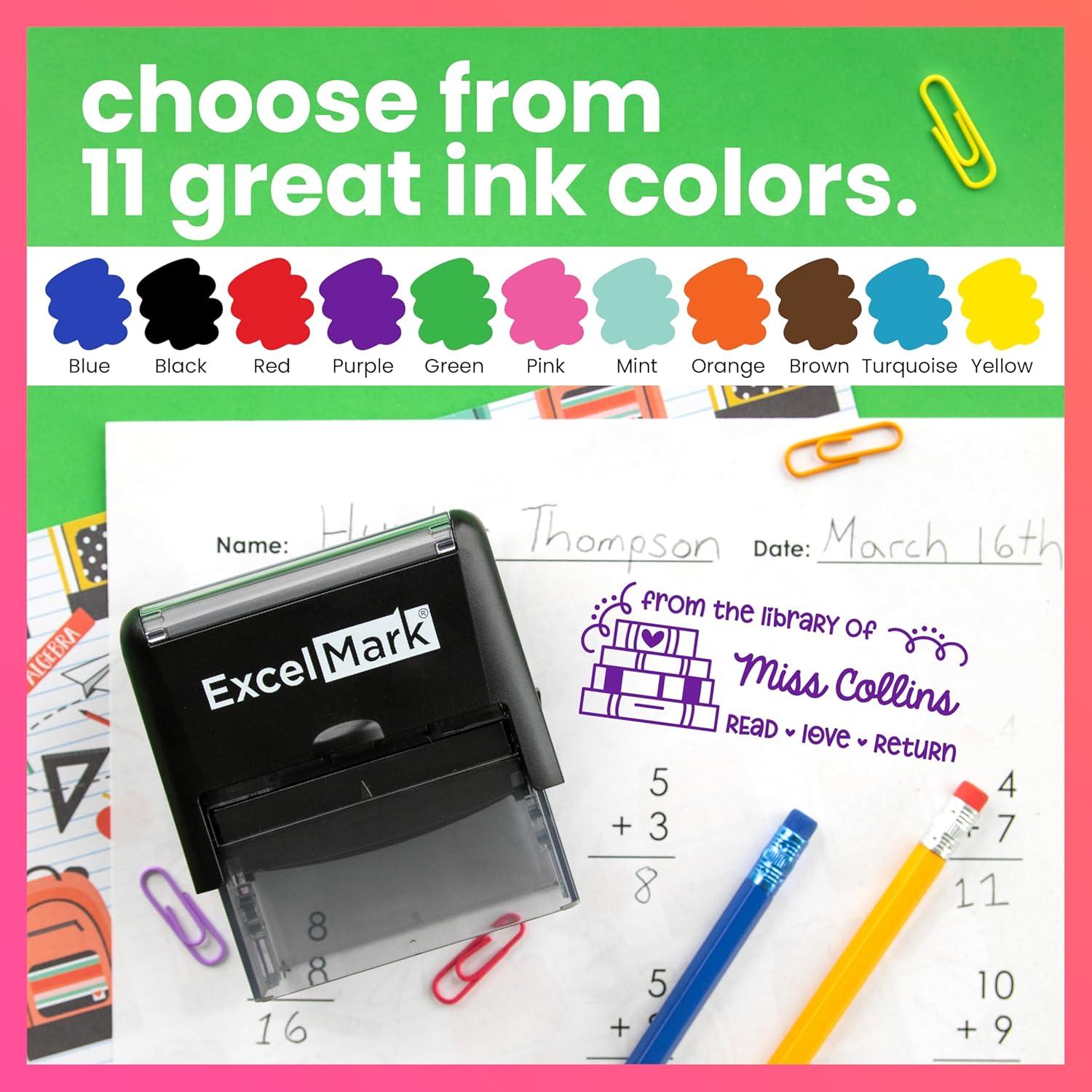 imageExcelMark Personalized Teacher Stamp  Please Sign ampamp Return  Available in 11 Colors LargeBook