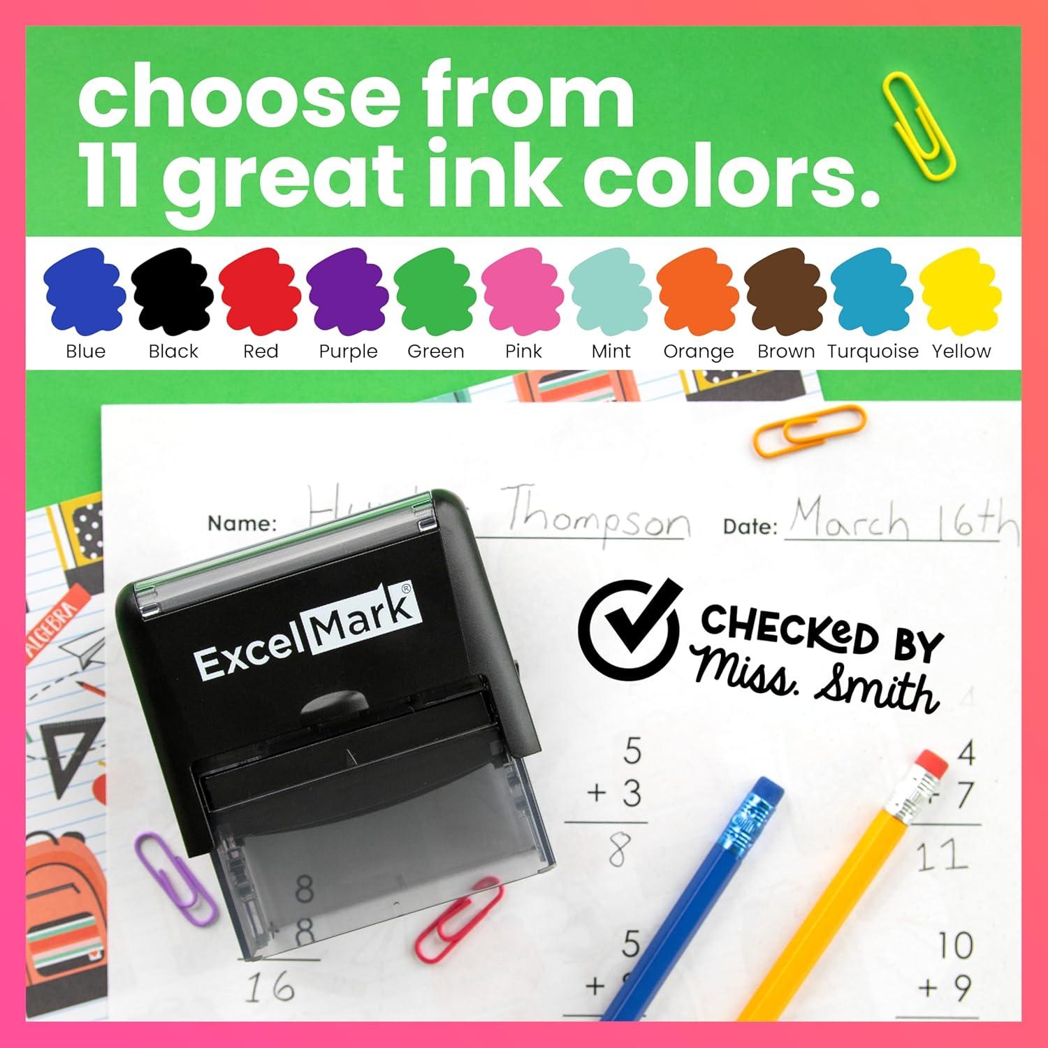 imageExcelMark Personalized Teacher Stamp  Please Sign ampamp Return  Available in 11 Colors LargeChecked By