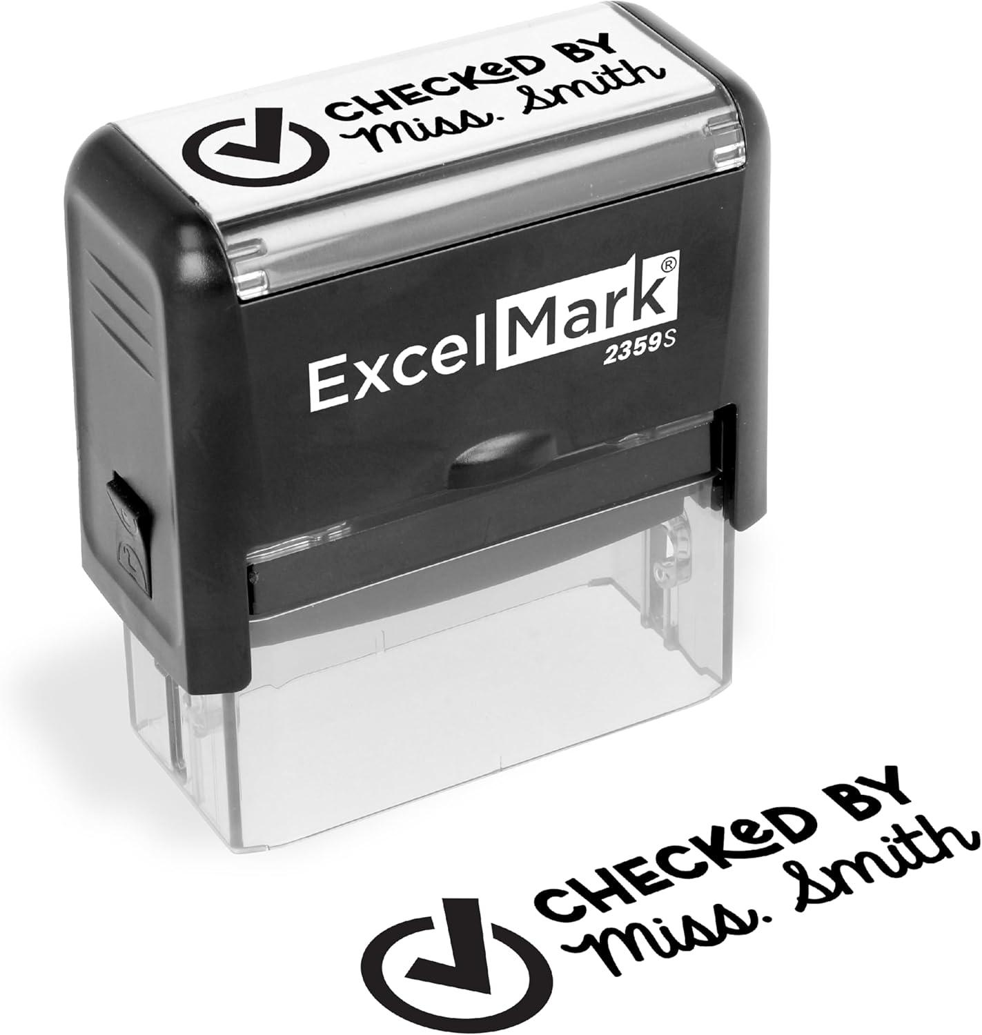 imageExcelMark Personalized Teacher Stamp  Please Sign ampamp Return  Available in 11 Colors LargeChecked By