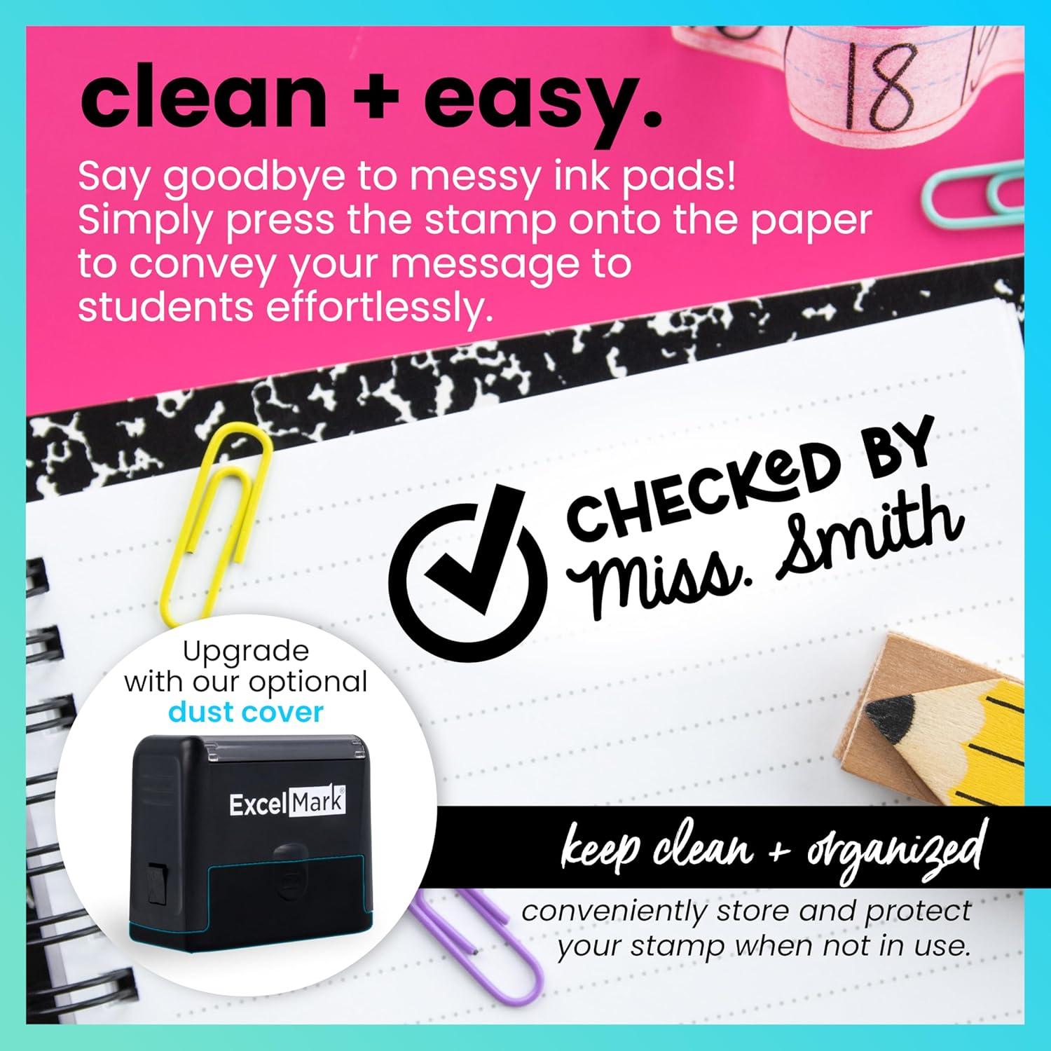 imageExcelMark Personalized Teacher Stamp  Please Sign ampamp Return  Available in 11 Colors LargeChecked By