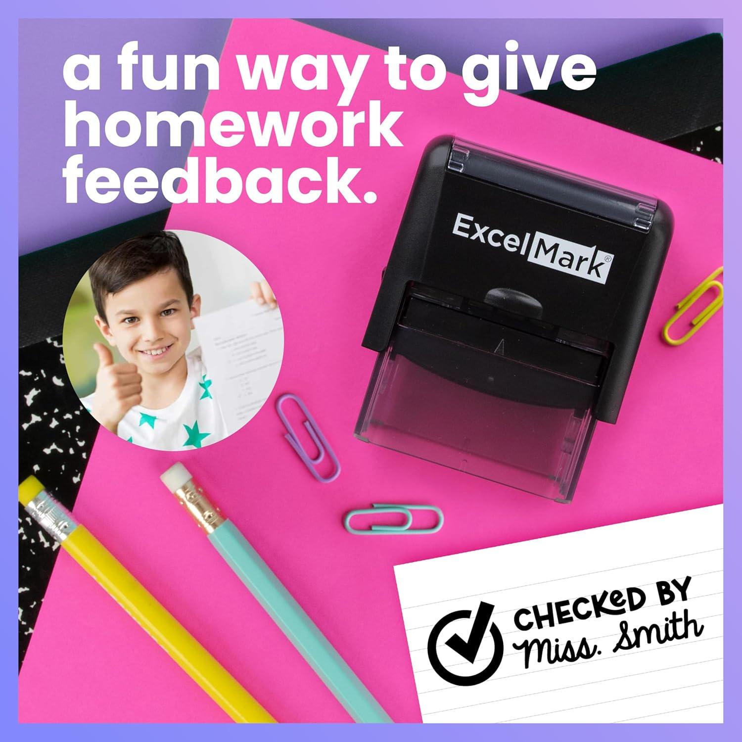 imageExcelMark Personalized Teacher Stamp  Please Sign ampamp Return  Available in 11 Colors LargeChecked By