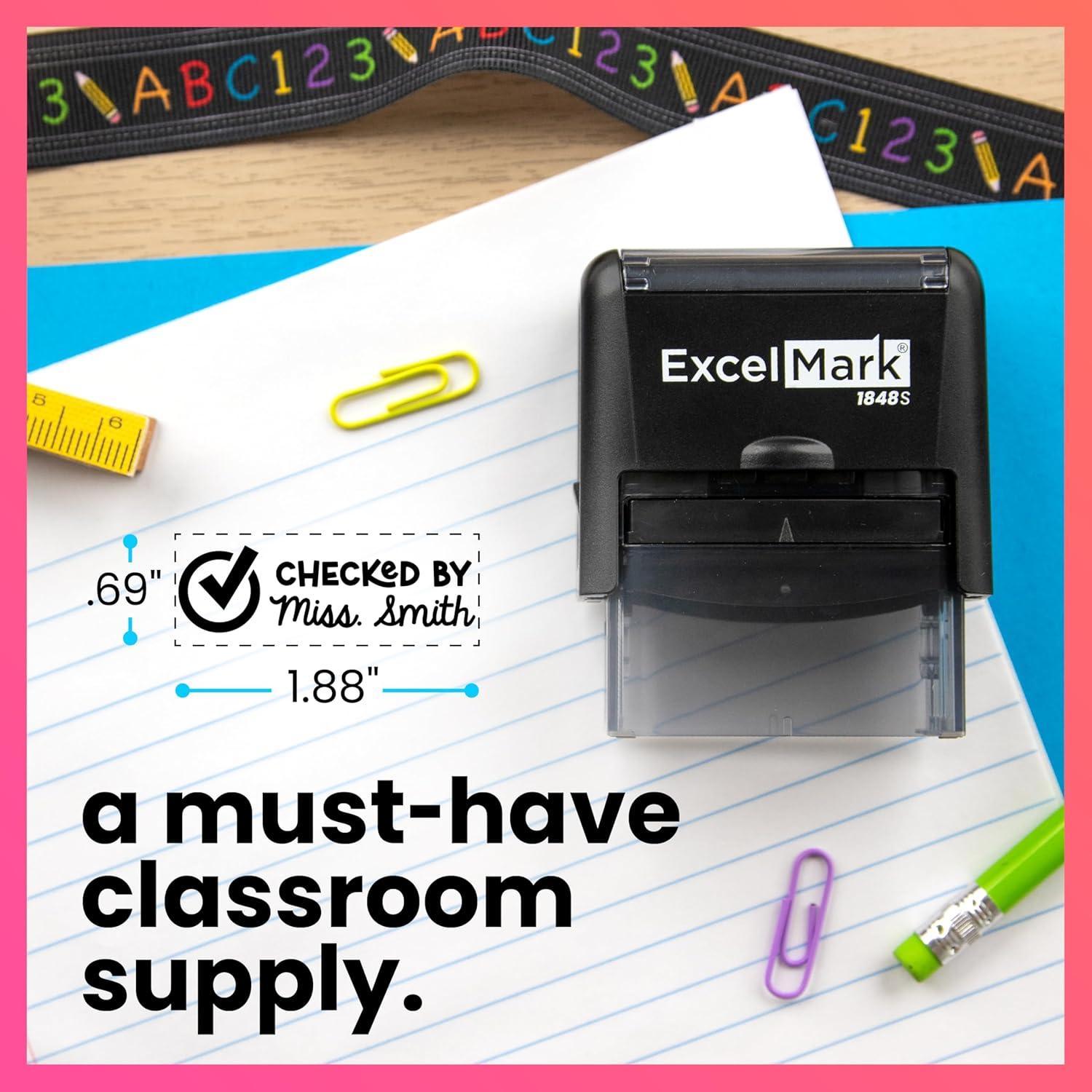 imageExcelMark Personalized Teacher Stamp  Please Sign ampamp Return  Available in 11 Colors LargeChecked By