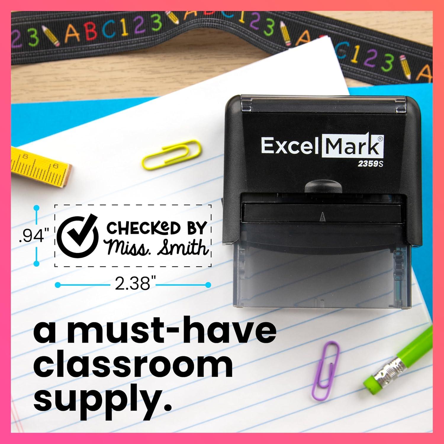 imageExcelMark Personalized Teacher Stamp  Please Sign ampamp Return  Available in 11 Colors LargeChecked By