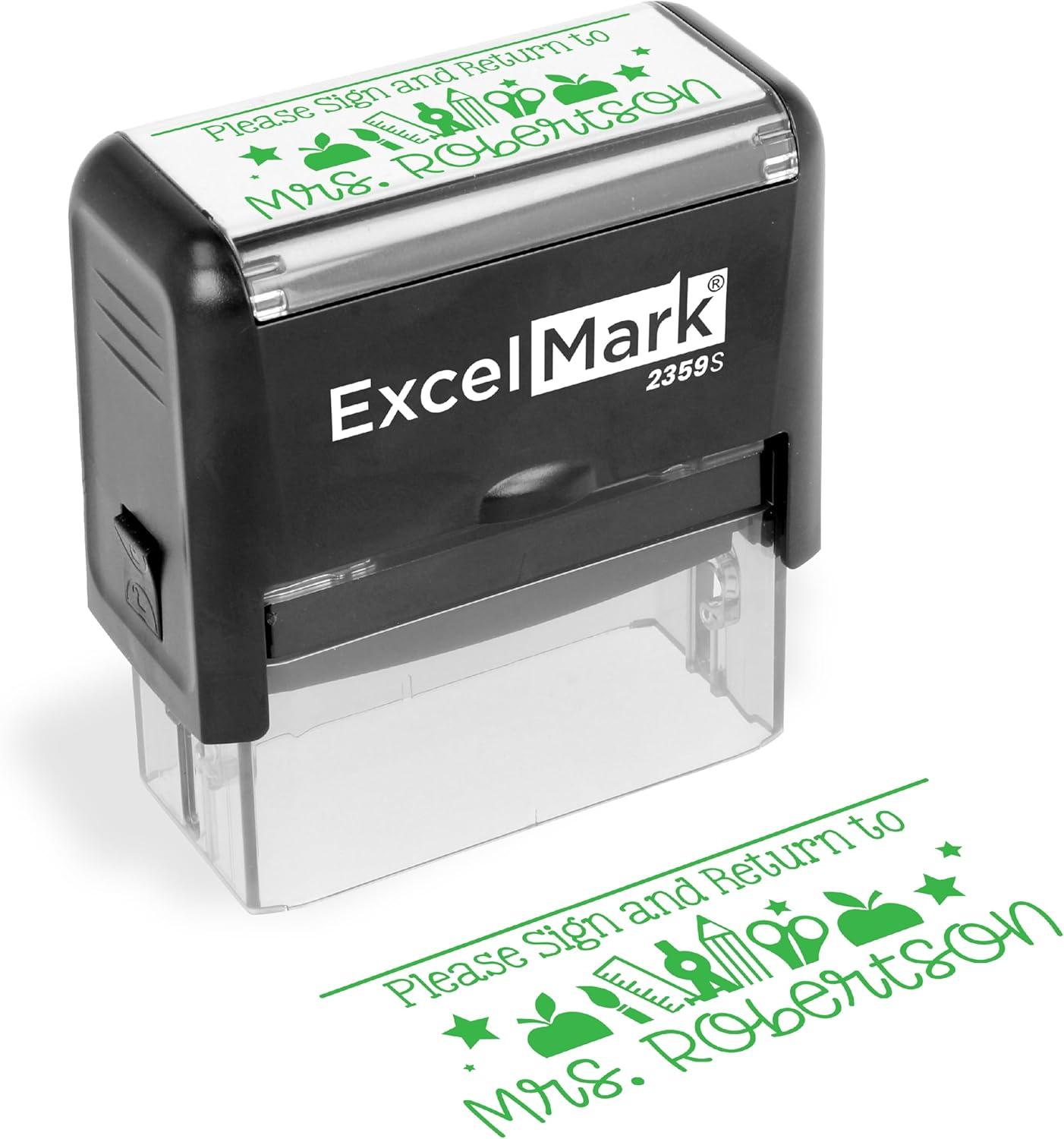 imageExcelMark Personalized Teacher Stamp  Please Sign ampamp Return  Available in 11 Colors LargeSign  Return