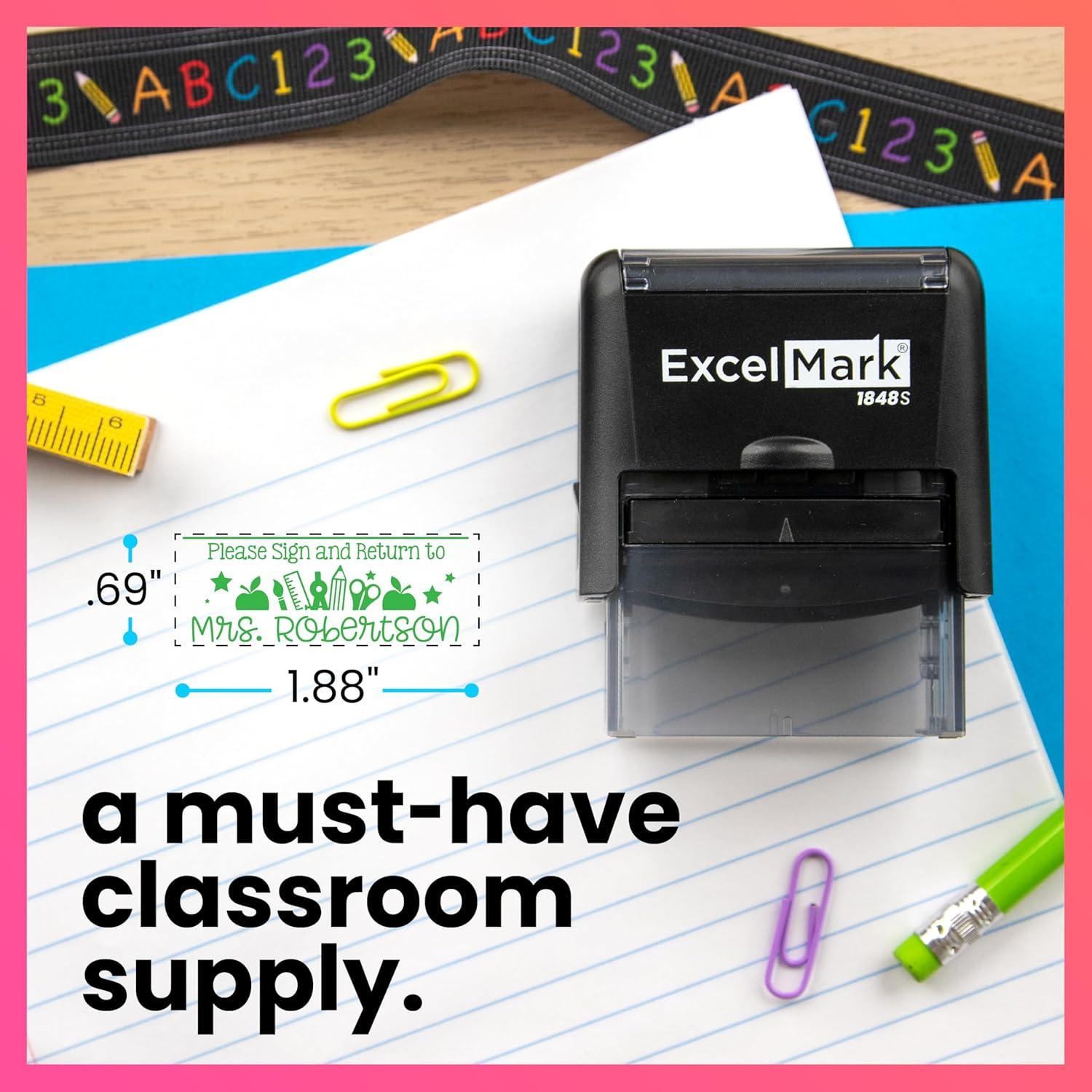 imageExcelMark Personalized Teacher Stamp  Please Sign ampamp Return  Available in 11 Colors LargeSign  Return