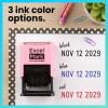 imageExcelMark 2445 Date Stamp  Perfect for Shipping Receiving Expiration and Due Dates Black Ink Pink MountBlue Ink