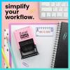 imageExcelMark 2445 Date Stamp with Text  Blue and Red Ink Violet Mount EmailedPink Mount