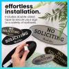 imageExcelMark No Soliciting Sign for House or Business  Durable IndoorOutdoor Sign  Easily Attach to Front Door  UV and Weather Resistant Small  2quotx 5quot Black with Gold LettersSilverBlack Oval