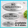 imageExcelMark No Soliciting Sign for House or Business  Durable IndoorOutdoor Sign  Easily Attach to Front Door  UV and Weather Resistant Small  2quotx 5quot Black with Gold LettersSilverBlack Oval