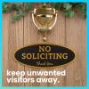 imageExcelMark No Soliciting Sign for House or Business  Durable IndoorOutdoor Sign  Easily Attach to Front Door  UV and Weather Resistant Small  2quotx 5quot Black with Gold LettersBlackGold Oval
