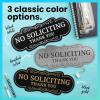 imageExcelMark No Soliciting Sign for House or Business  Durable IndoorOutdoor Sign  Easily Attach to Front Door  UV and Weather Resistant Small  2quotx 5quot Black with Gold LettersSilverBlack Designer