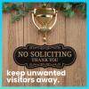 imageExcelMark No Soliciting Sign for House or Business  Durable IndoorOutdoor Sign  Easily Attach to Front Door  UV and Weather Resistant Small  2quotx 5quot Black with Gold LettersBlackGold Designer