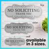 imageExcelMark No Soliciting Sign for House or Business  Durable IndoorOutdoor Sign  Easily Attach to Front Door  UV and Weather Resistant Small  2quotx 5quot Black with Gold LettersSilverBlack Designer