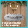 imageExcelMark No Soliciting Sign for House or Business  Durable IndoorOutdoor Sign  Easily Attach to Front Door  UV and Weather Resistant Small  2quotx 5quot Black with Gold LettersSilverBlack Designer