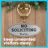 imageExcelMark No Soliciting Sign for House or Business  Durable IndoorOutdoor Sign  Easily Attach to Front Door  UV and Weather Resistant Small  2quotx 5quot Black with Gold LettersSilverBlack Oval
