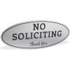 imageExcelMark No Soliciting Sign for House or Business  Durable IndoorOutdoor Sign  Easily Attach to Front Door  UV and Weather Resistant Small  2quotx 5quot Black with Gold LettersSilverBlack Oval