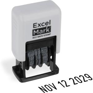 imageExcelMark 1822 Self Inking Date Stamp  Perfect for Shipping Receiving Expiration and Due Dates Black Ink Violet MountGray Mount