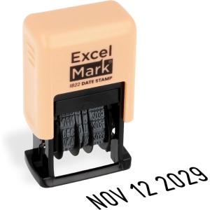 imageExcelMark 1822 Self Inking Date Stamp  Perfect for Shipping Receiving Expiration and Due Dates Black Ink Violet MountPeach Mount