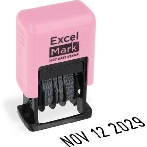 imageExcelMark 1822 Self Inking Date Stamp  Perfect for Shipping Receiving Expiration and Due Dates Black Ink Violet MountPink Mount