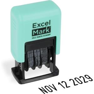 imageExcelMark 1822 Self Inking Date Stamp  Perfect for Shipping Receiving Expiration and Due Dates Black Ink Violet MountSeafoam Mount