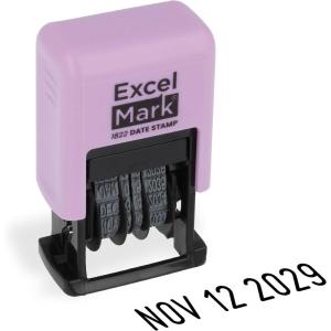 imageExcelMark 1822 Self Inking Date Stamp  Perfect for Shipping Receiving Expiration and Due Dates Black Ink Violet MountViolet Mount