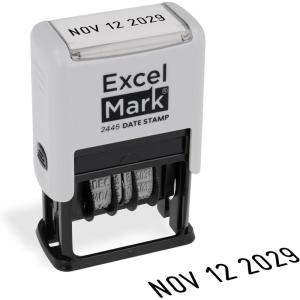 imageExcelMark 2445 Date Stamp  Perfect for Shipping Receiving Expiration and Due Dates Black Ink Pink MountBlack Ink