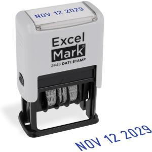 imageExcelMark 2445 Date Stamp  Perfect for Shipping Receiving Expiration and Due Dates Black Ink Pink MountBlue Ink