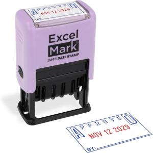 imageExcelMark 2445 Date Stamp with Text  Blue and Red Ink Violet Mount EmailedViolet Mount