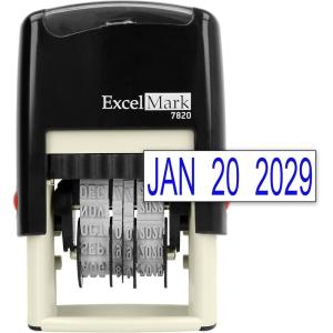imageExcelMark 7820 SelfInking Rubber Date Stamp  Great for Shipping Receiving Expiration and Due Dates Black InkBlue Ink