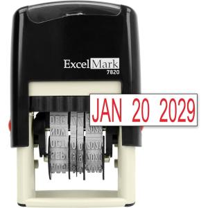 imageExcelMark 7820 SelfInking Rubber Date Stamp  Great for Shipping Receiving Expiration and Due Dates Black InkRed Ink