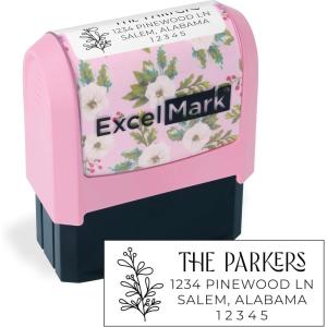 imageExcelMark Custom Return Address Stamp  Personalize with Your Address and Pick from 10 Stylish Mount Patterns Foliage EdgeFoliage Edge