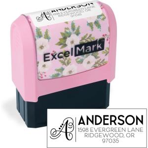 imageExcelMark Custom Return Address Stamp  Personalize with Your Address and Pick from 10 Stylish Mount Patterns Foliage EdgeScript Swirl