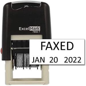 imageExcelMark Faxed  SelfInking Rubber Date Stamp  Compact Size  Blue InkBlack Ink