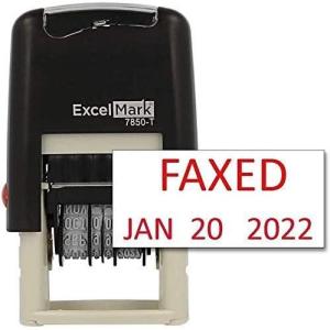 imageExcelMark Faxed  SelfInking Rubber Date Stamp  Compact Size  Blue InkRed Ink