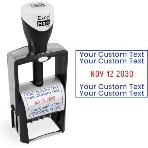 imageExcelMark Heavy Duty SelfInking Date Stamp BlueRed CustomBlueRed Ink