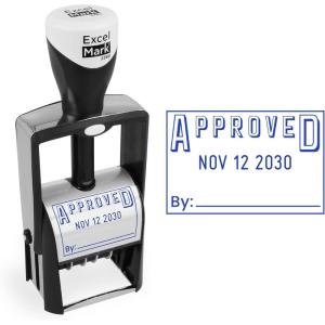 imageExcelMark Heavy Duty SelfInking Date Stamp BlueRed PostedBlue