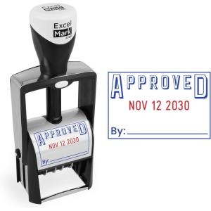 imageExcelMark Heavy Duty SelfInking Date Stamp BlueRed PostedBlueRed