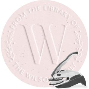 imageExcelMark Personalized Book Embosser  Adorn Monogram RoundFoliage