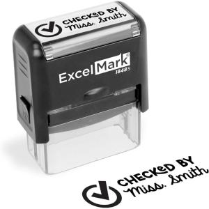 imageExcelMark Personalized Teacher Stamp  Please Sign ampamp Return  Available in 11 Colors LargeChecked By