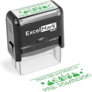 imageExcelMark Personalized Teacher Stamp  Please Sign ampamp Return  Available in 11 Colors LargeSign  Return