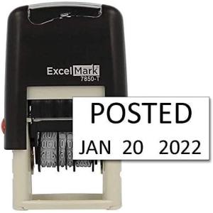 imageExcelMark Posted  SelfInking Rubber Date Stamp  Compact Size  Red InkBlack Ink