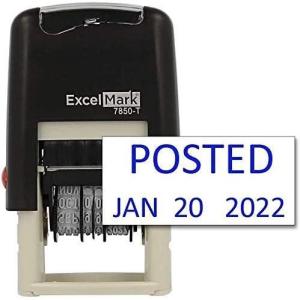 imageExcelMark Posted  SelfInking Rubber Date Stamp  Compact Size  Red InkBlue Ink