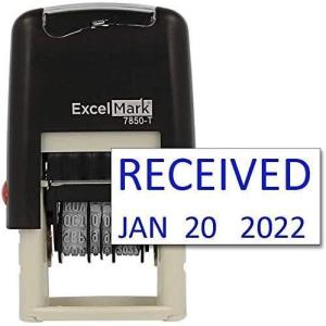 imageExcelMark Received  SelfInking Rubber Date Stamp  Compact Size  Black InkBlue Ink