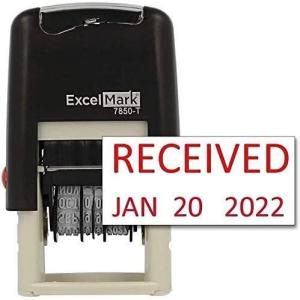 imageExcelMark Received  SelfInking Rubber Date Stamp  Compact Size  Black InkRed Ink