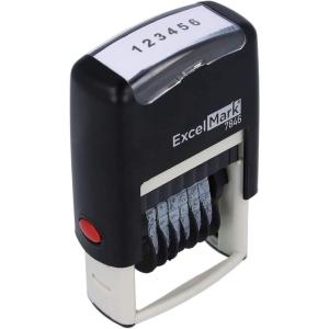 imageExcelMark SelfInking Rubber Number Stamp Black Numbering Stamp 6 DigitRed