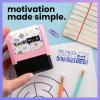 imageExcelMark Personalized Teacher Stamps for Classroom  Custom Stamps for Grading  Puns of Praise with 12 Stylish Mount Patterns Pink Mount Youre One Smart CookiePink Mount
