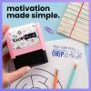 imageExcelMark Personalized Teacher Stamps for Classroom  Custom Stamps for Grading  Puns of Praise with 12 Stylish Mount Patterns Pink Mount Youre One Smart CookiePink Mount