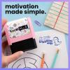 imageExcelMark Personalized Teacher Stamps for Classroom  Custom Stamps for Grading  Puns of Praise with 12 Stylish Mount Patterns Pink Mount Youre One Smart CookiePink Mount