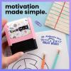 imageExcelMark Personalized Teacher Stamps for Classroom  Custom Stamps for Grading  Puns of Praise with 12 Stylish Mount Patterns Pink Mount Youre One Smart CookiePink Mount