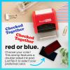 imageExcelMark Sign HERE  SelfInking TwoColor Rubber Office Stamp  Red and Blue InkCHECKED TOGETHER